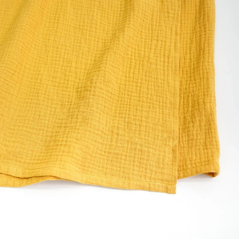 Vintage Women's Dress 100% Cotton Crepe Gauze V-Neck Sleeveless Bandage Long Maxi Elegant Dresses For Women