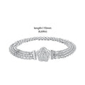 Original 925 Sterling Silver Rose Basic Bracelet Flat Chain Bangle Sparkling Zirconia Flower Charm for Women Birthday Gift