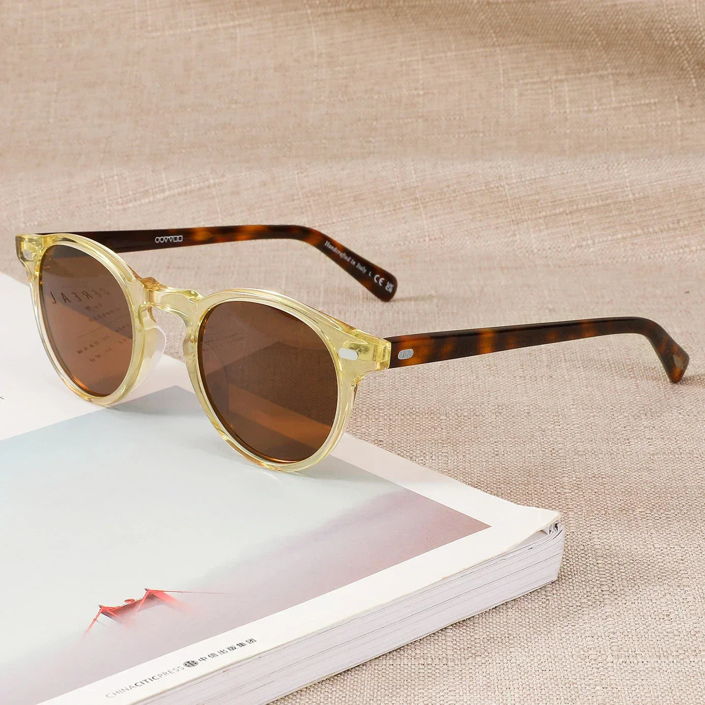 Gregory Peck Vintage Polarized Sun Glasses OV5186 Clear Frame Sunglasses Brand Designer Men Women OV 5186 Gafas Oculos with case