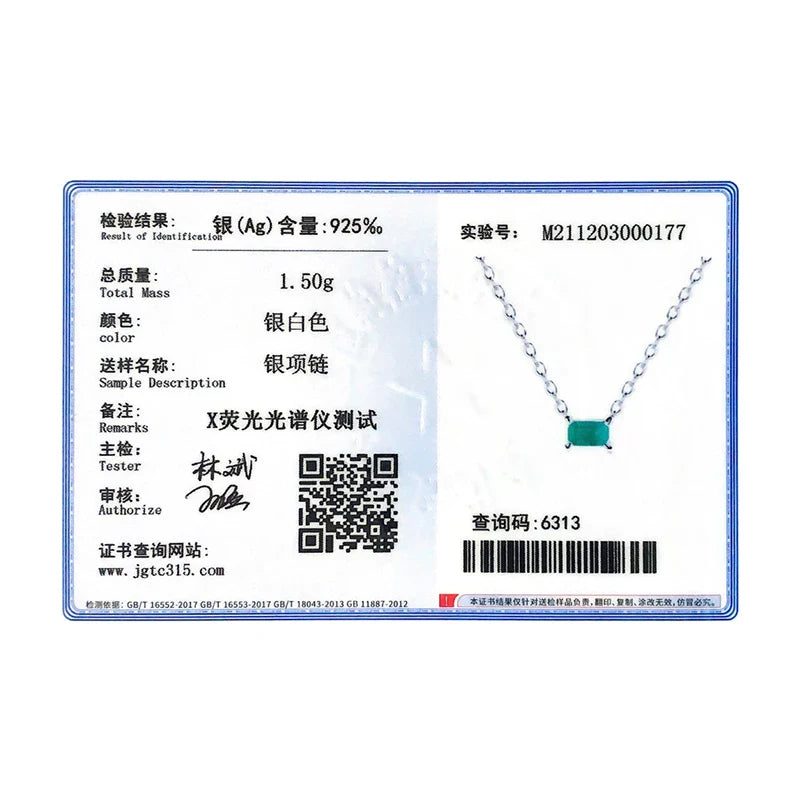 Authentic 925 Sterling Silver Green Tourmaline Necklace Pendant for Women Fashion Bijoux Wedding Statement Jewelry Gifts