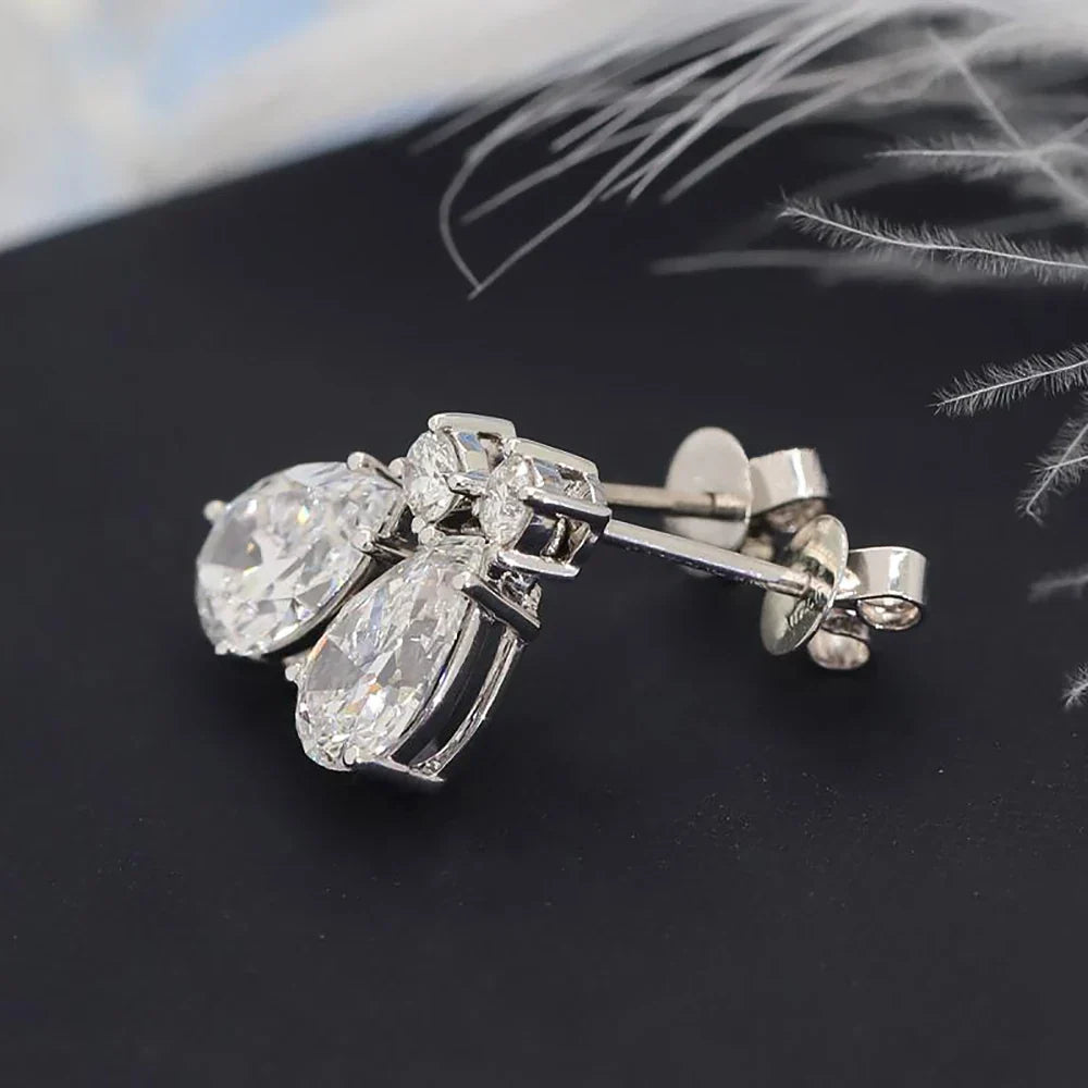 3cttw  Certified Oval/Round Cut Moissanite Diamond Drop Earrings for Women 100% 925 Sterling Silver Stud Earring Fine Jewelry