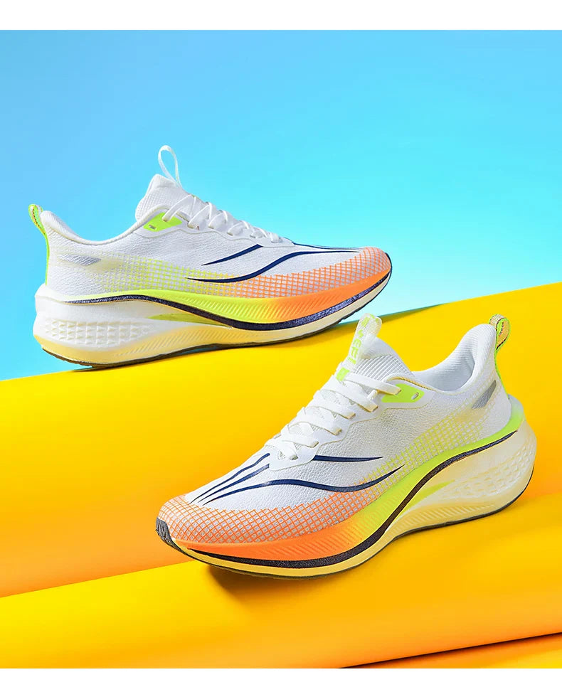 Fashion men's and women's sports running shoes casual breathable mesh surface carbon plate support wear-resistant rubber outsole