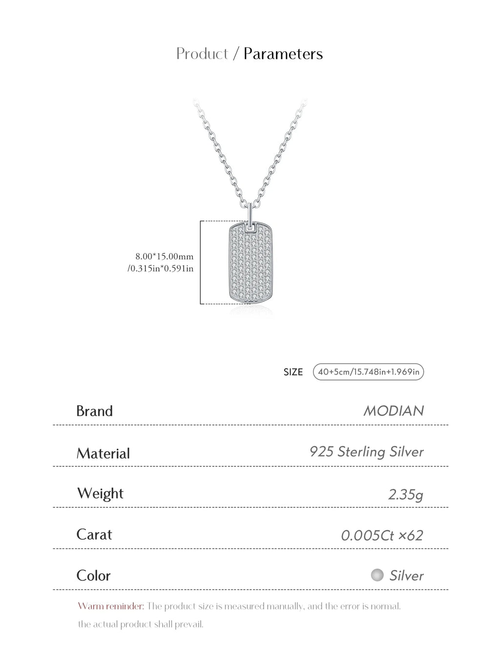 D Color Moissanite Rectangle Brand Necklace 925 Sterling Silver Trendy Stackable Pendant Necklaces For Women Fine Jewelry
