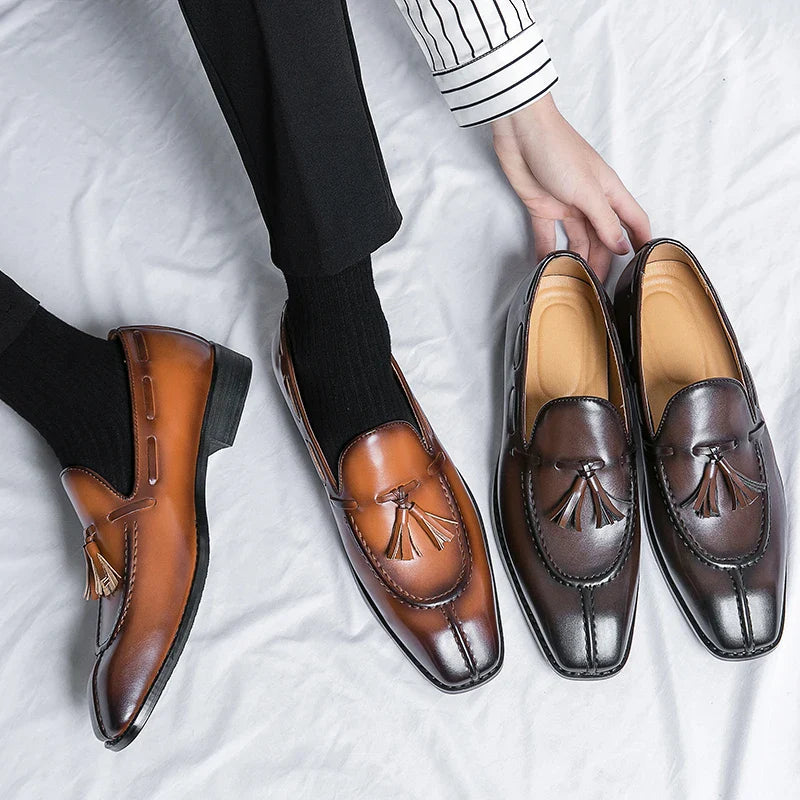 Fashion Shoe Office Shoes for Men Casual Shoes Breathable Leather Loafers Mens Driving Moccasins Comfortable Slip on 2023 Brown
