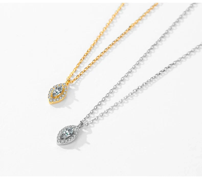 925 Sterling Silver Rhombus Sparkling Zirconia Pendant Necklace Trendy Gold Color Link Chain For Women Fine Jewelry Gifts