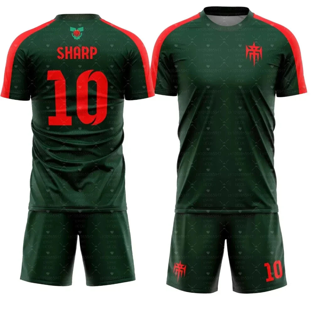 Anime Inazuma Eleven Raimon Men's Summer 3d Printed Short Sleeve Shorts Two Piece Set Street Sports Men Tracksuit 2 Pieces Set