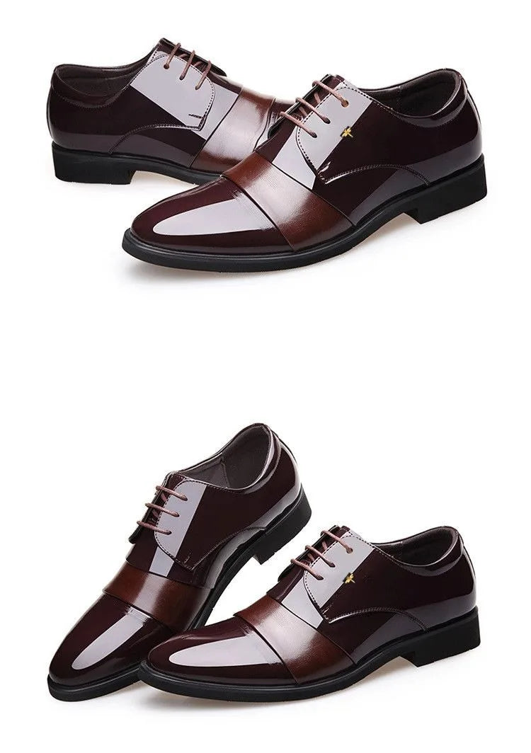 New Men Round Toe Leather Shoes Business Casual Office Summer Flat Big Size Elevator Shoes Wedding Formal Loafers