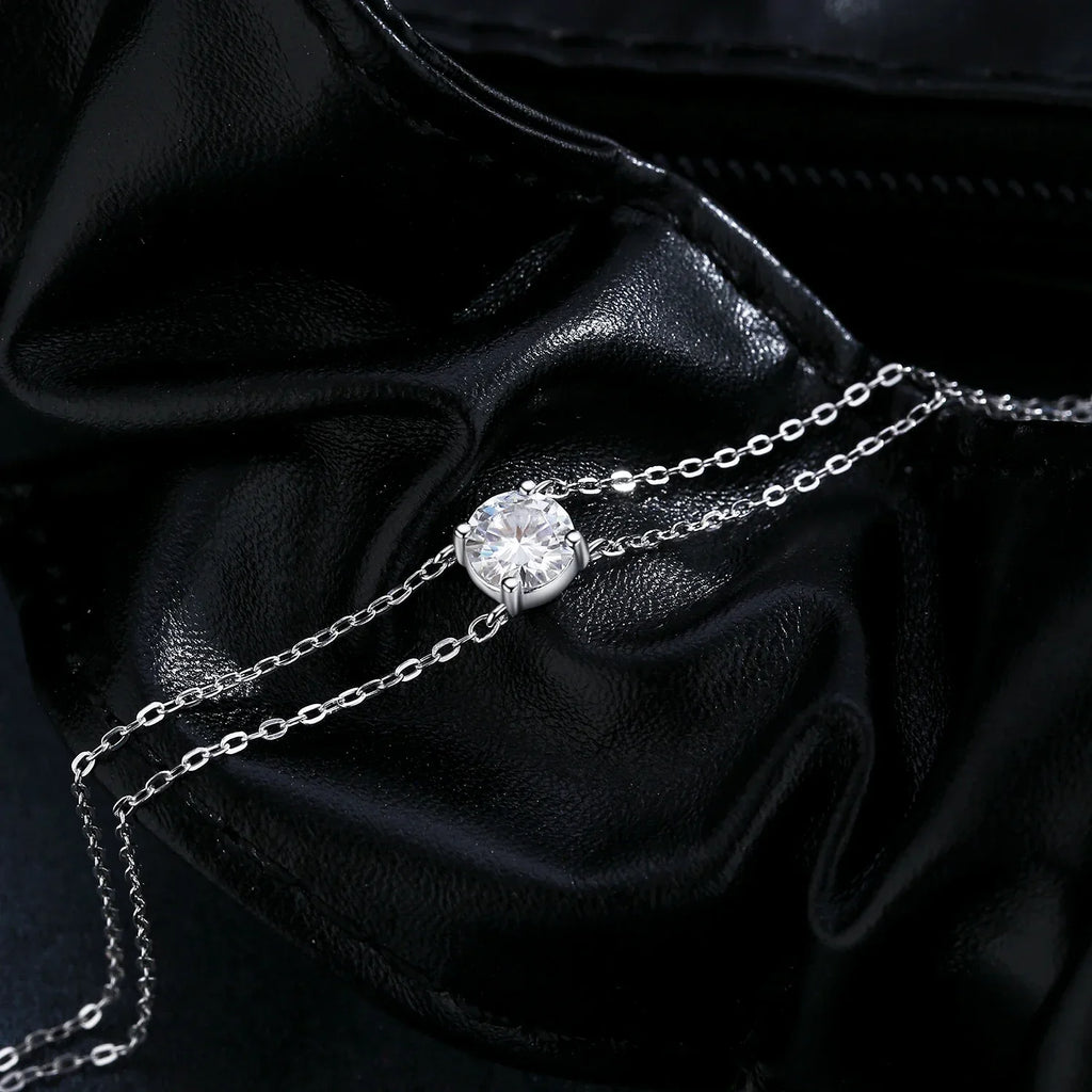 1CT D Color Moissanite Bracelet 925 Sterling Silver Delicate Double Layer Bracelets For Bridal Wedding Fine Jewelry Gifts