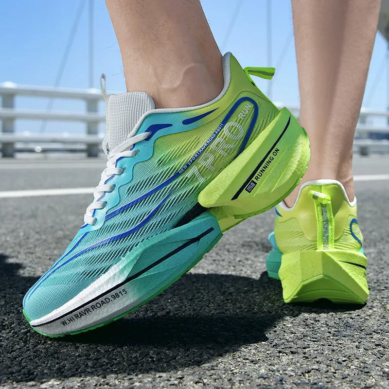 Men's Carbon Plate Sneakers Outdoor Soft Sole Mesh Sports Shoes Running Shoes Light Anti-Slip Casual Couple Tennis Shoes