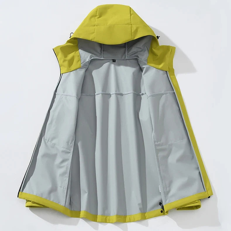 Unisex Waterproof Windbreaker Jacket - Single-Layer Raincoat for Hiking, Camping - Certified Moderate Rain Protection