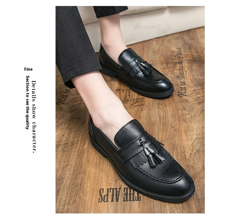 Tassel vamp loafers all match youth suit beamers men Korean version of British men's shoes best man shoes fashion