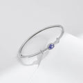 925 Sterling Silver Oval Halo Tanzania CZ  Bangle Bracelet Platinum Plated Fine Jewelry Gift For Women Mom Wife Girls