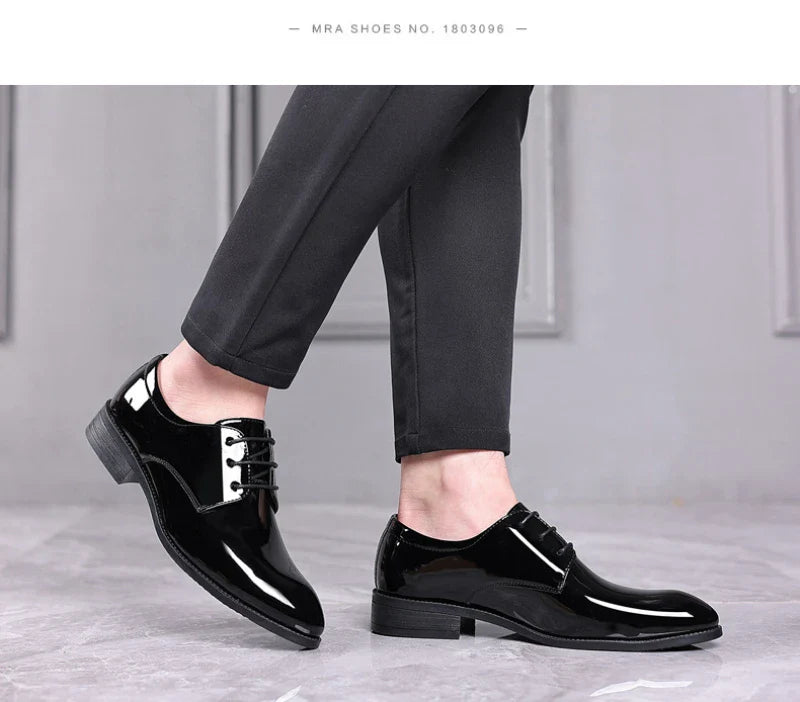 Spring British Style Formal Dress Shoes Black Business Oxfords For Groom Wedding Office Comfortable Big Size Footwear Non Slip