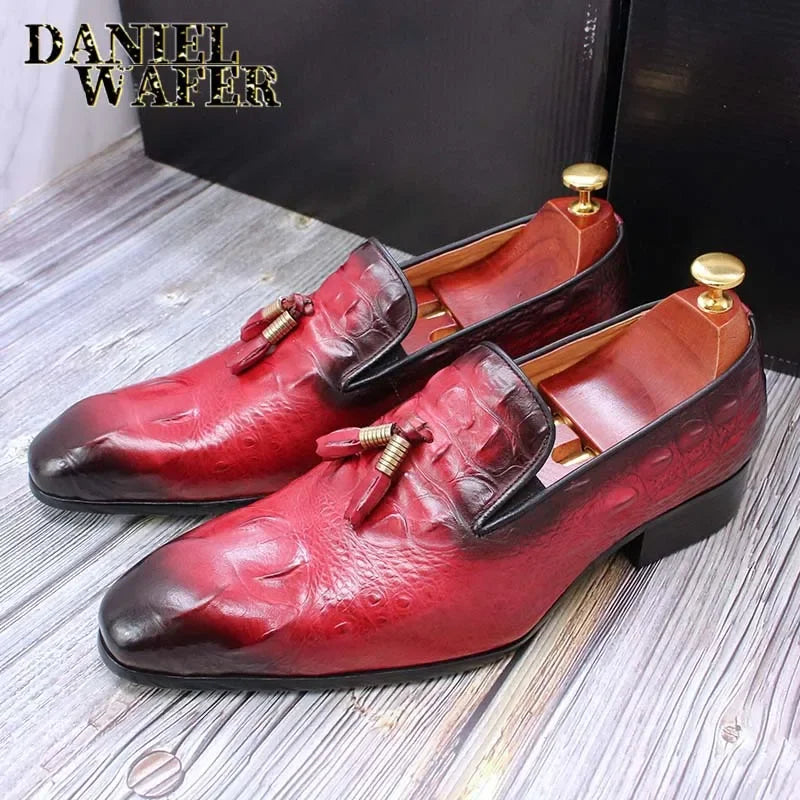 Trendy Barber Shop Pointed Toe Casual Leather Shoes Men's British Retro Lazy Business Bean Bean Shoes Men's Formal Shoes