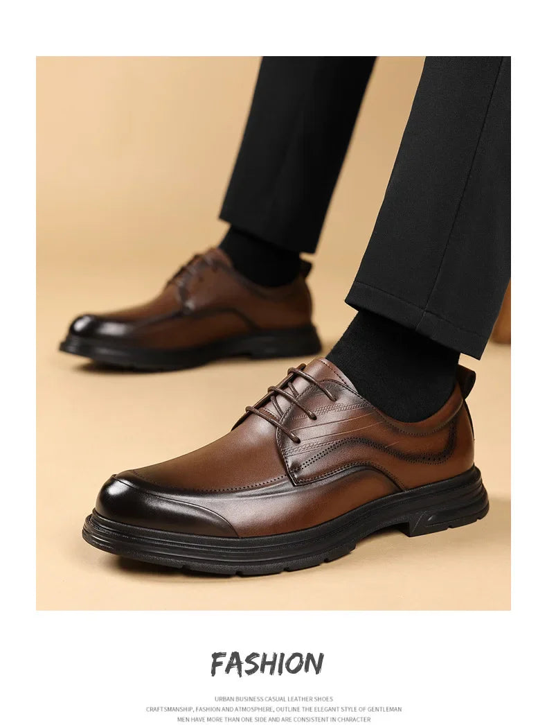 British Retro Formal Leather Shoes for Men Autumn New Designer Platform Dress Shoes Male Fashion Lace Commuter Office Shoe Man