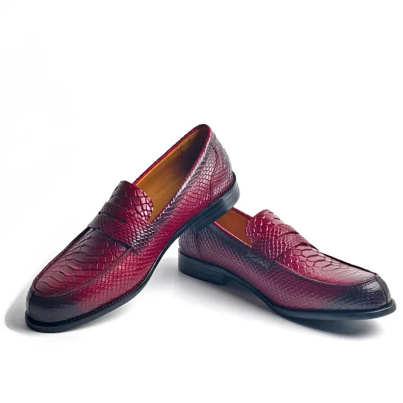 Premium Men's Snake Print Penny Loafers Handcrafted Genuine Leather Slip-On Driving Shoes Business Casual & Formal Footwear