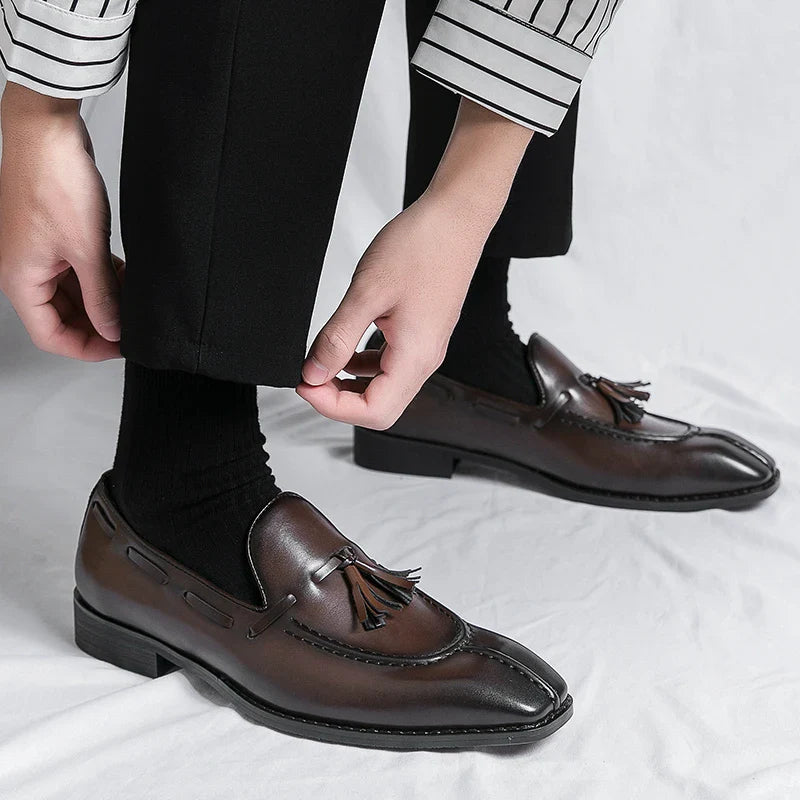 Fashion Shoe Office Shoes for Men Casual Shoes Breathable Leather Loafers Mens Driving Moccasins Comfortable Slip on 2023 Brown
