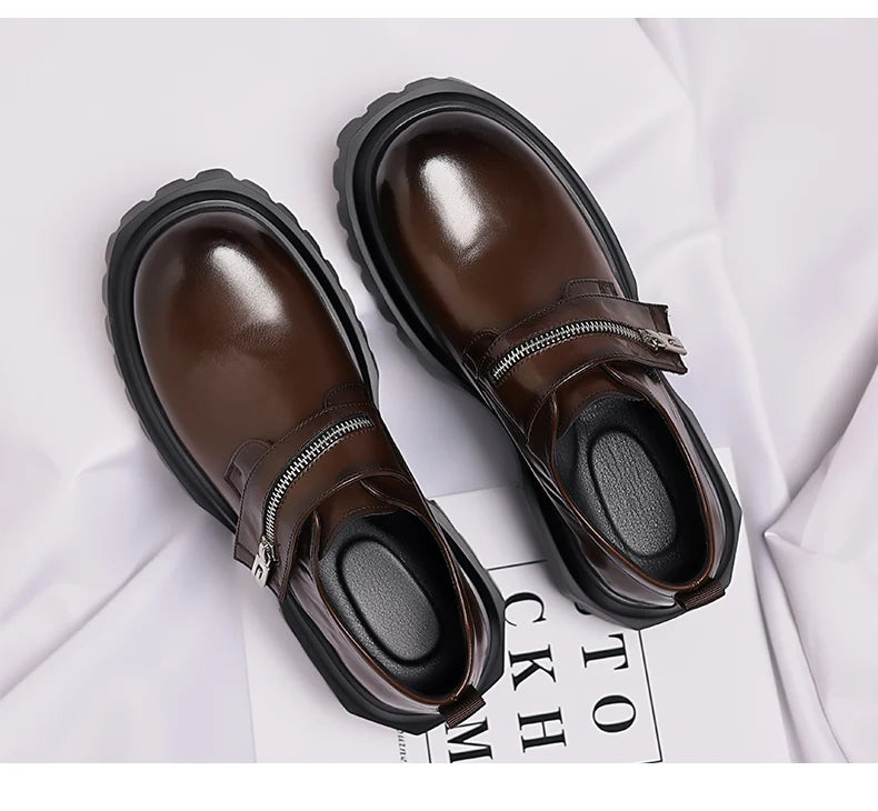 2026 New Derby men's leather shoes Thick bottomed British style design Leisure Party Business Office Luxury adult shoes