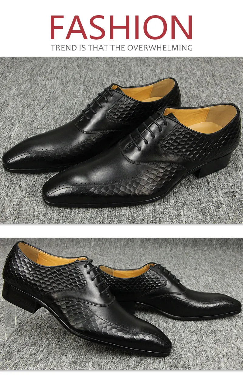 Luxury Men's Leather Shoes Leather Breathable Business Formal Shoes Wear Slip Casual Shoes High-end Height Increasing Lace Up