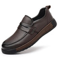 Men's Solid-Color Breathable Leather Casual Shoes  Fashionable And Lightweight Business Walking Shoes  Outdoor Anti-Slip Loafers