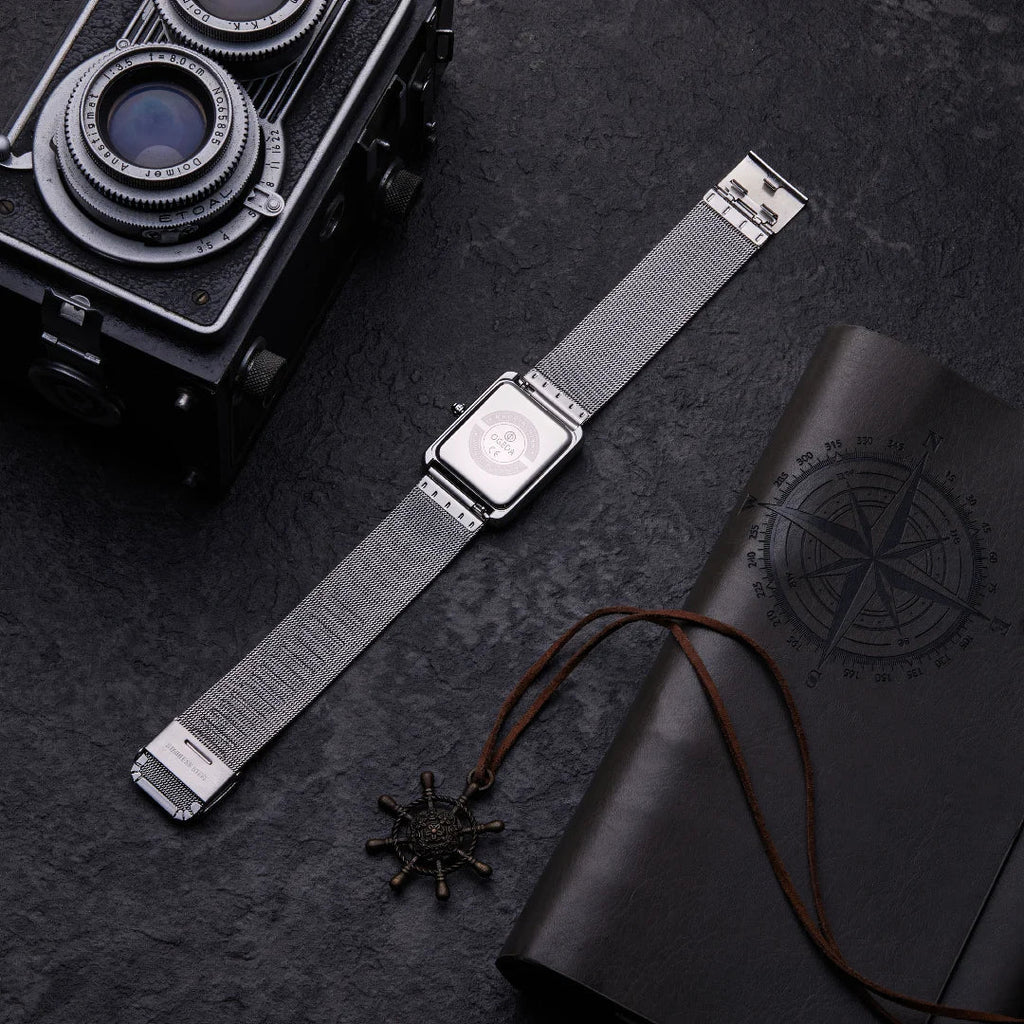Waterproof Couple Watches Casual Fashion Quartz Stainless Steel Leather Strap Square Dial Men's And Women's Lover Watch