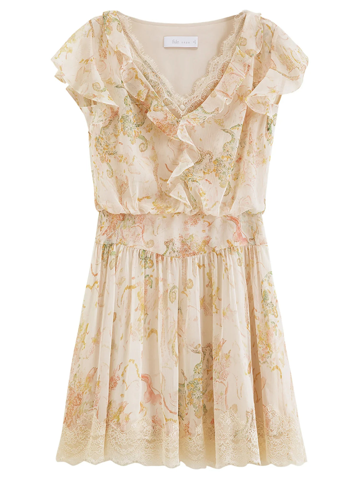 2026 Summer Women‘s Tiered Ruffle Lace Trim Chiffon Long Short Dress Flowy Smocked Maxi for French Romantic Coquette Style
