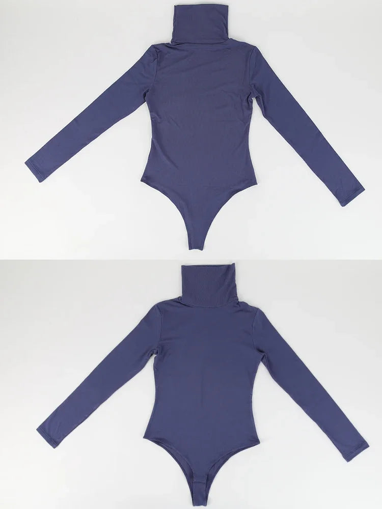 High Neck Bodysuit Women's Long Sleeved Shapewear Tummy Control Body Shaper Sexy Briefs Female Warm Clothing Autumn Winter New