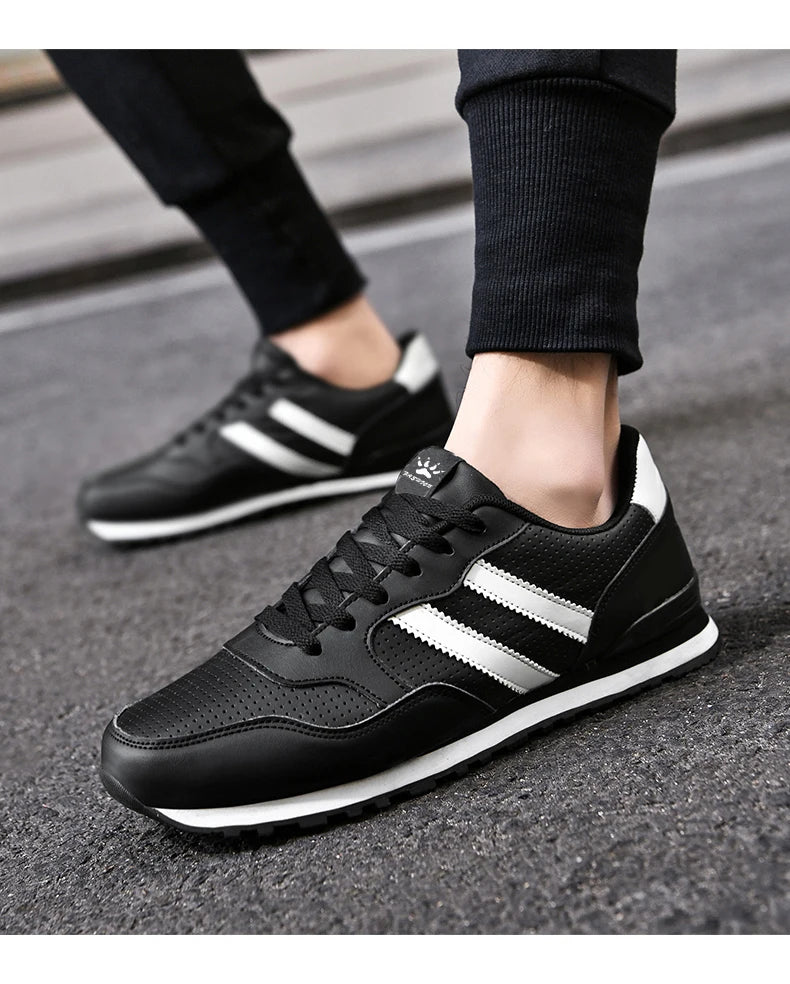 High Quality Men's Vulcanized Sneakers Leather Casual Shoes Breathable Mesh Men Tennis Shoes Male Flat Shoe Zapatillas Hombre
