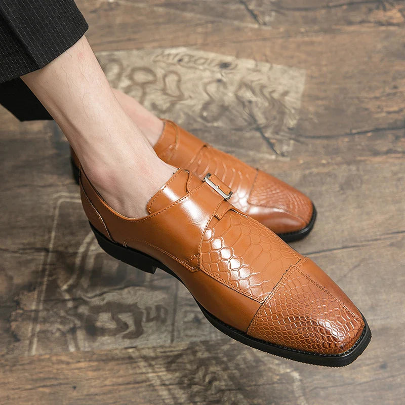 Leather Designer Brand Monks Snake Luxury Men Casual Office Business Man Loafers Mens Moccasins Driving Wedding Dress Male Shoes