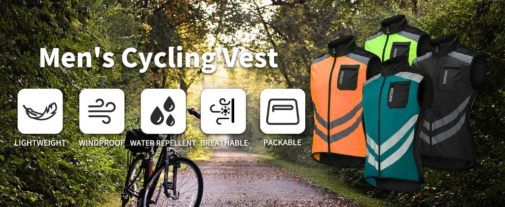 Men’s Cycling Windbreaker Jacket Waterproof Windproof Reflective Bike Coat Lightweight Outdoor Sports Apparel Portable