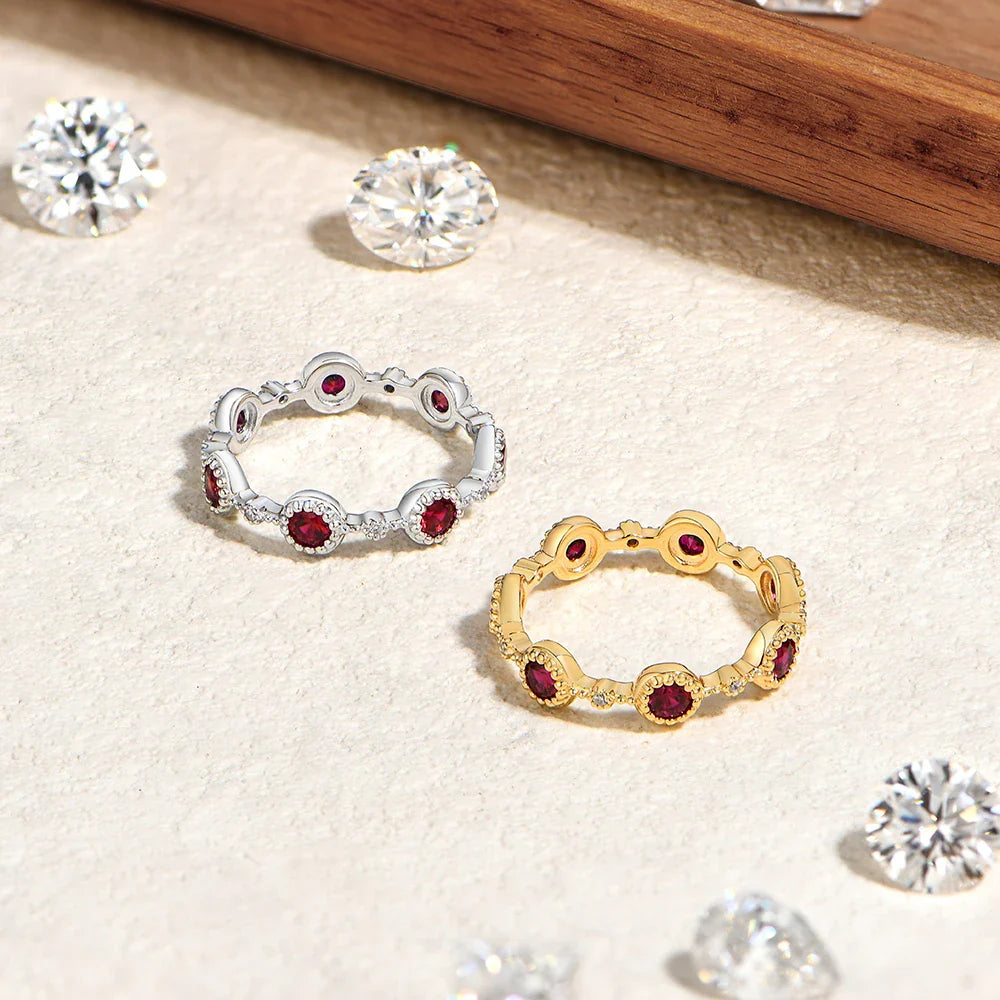 Classic Lab Ruby Rings with Zircon Crown Design Timeless Elegance 925 Sterling Silver Wedding Engagement Ring For Women