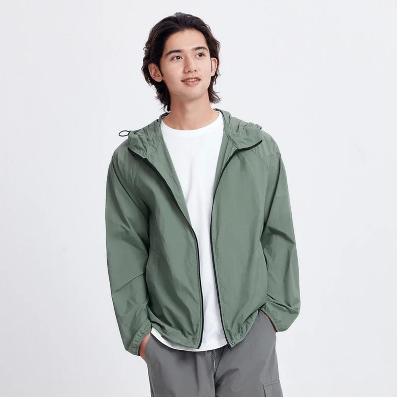 Jacket Men'S Summer Foldable Storage Top Simple Casual Style Hooded Couple