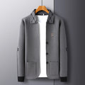 Luxury Brand Men's Autumn Winter Lapel Embroidered Sweater Coat Fashionable Business Three-dimensional Pocket Warm Knitted Jacke