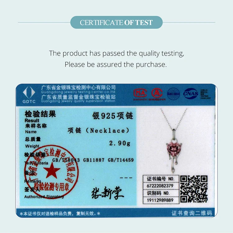 925 Sterling Silver Sparkling Heart Pendant Necklace for Women Simple Silver Necklace Engagement Fine Jewelry
