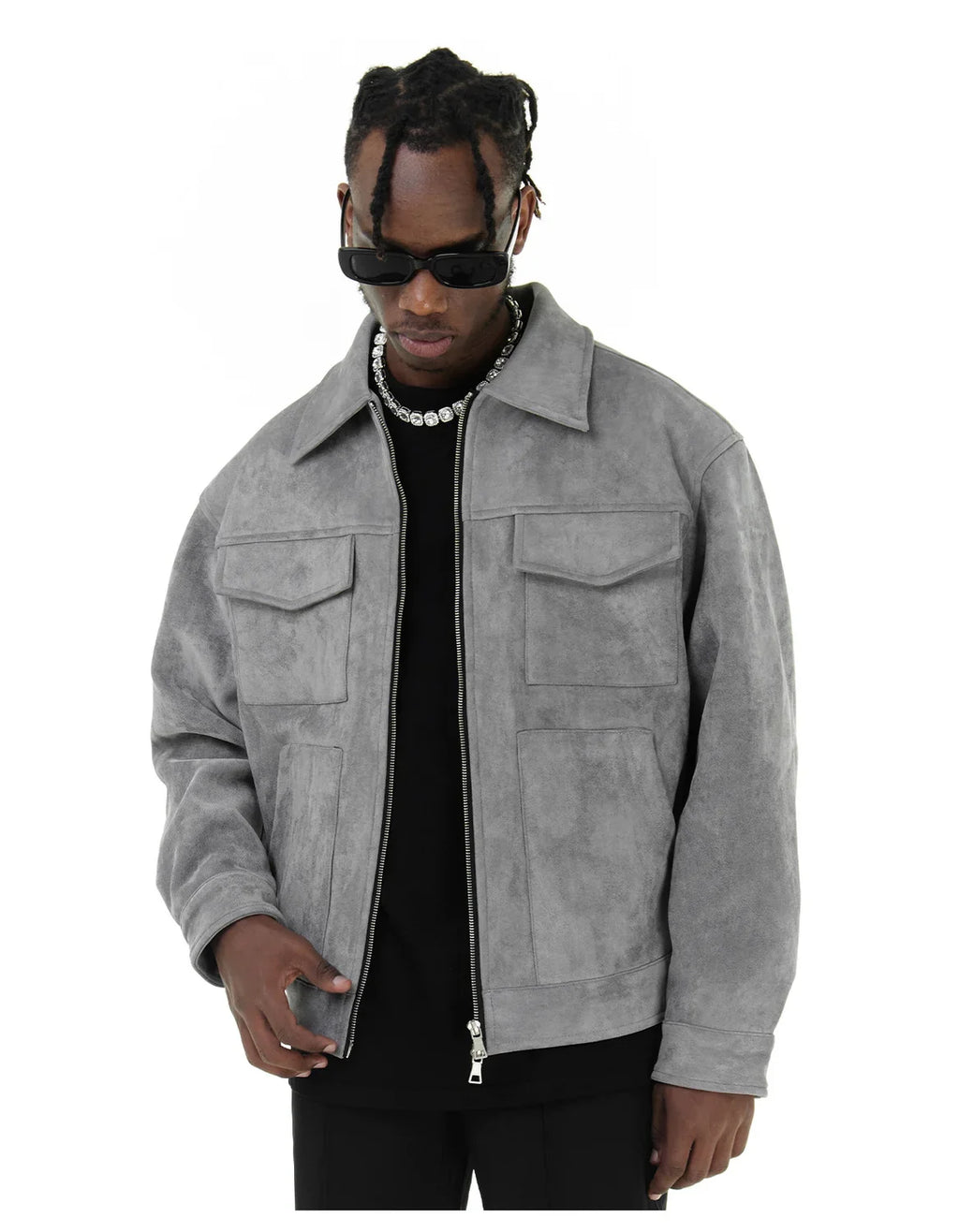 Autumn Jackets Oversize Casual Clothes High Street Pockets Laper Zipper Suede Thick Coat Mens Windbreaker Loose