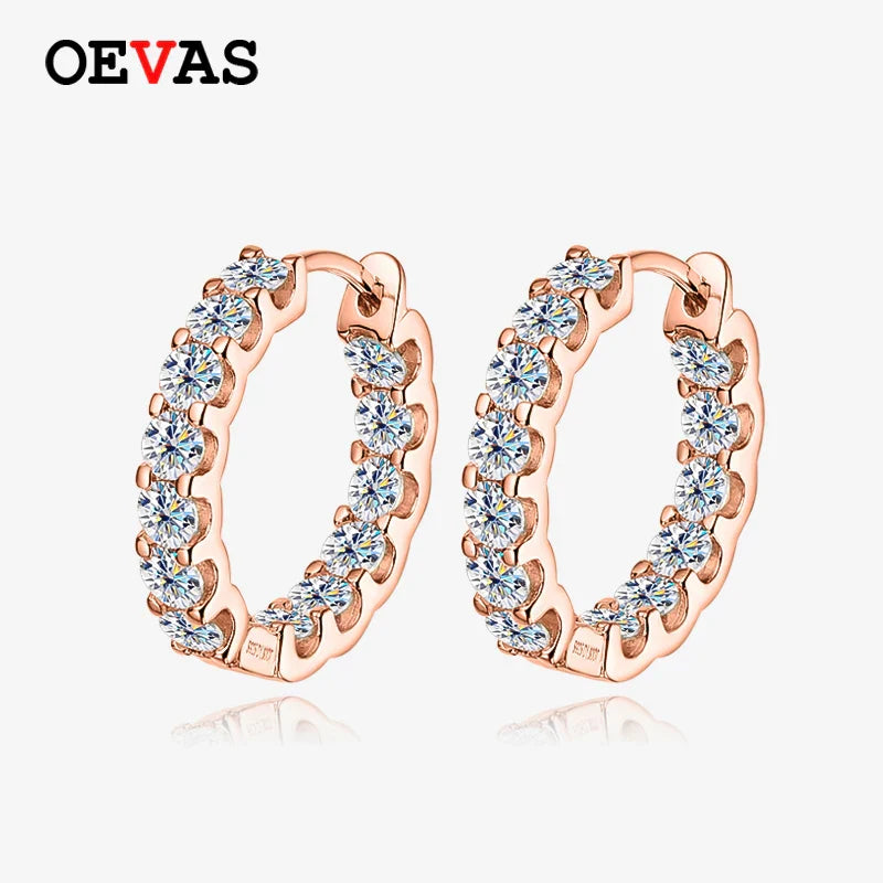 100% 925 Sterling Silver 3mm Real Moissanite Hoop Earrings For Men Women 2023 Trending Luxury Wedding Party Fine Jewelry