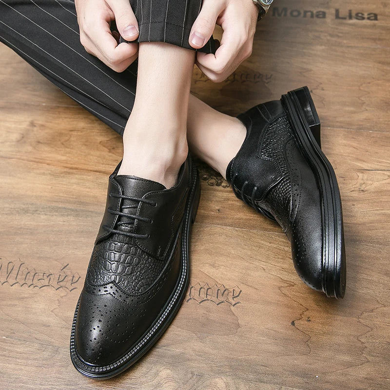 Designer Business Oxfords Formal Wedding Mens Derby Italian Original Crocodile Leather Dress Office Loafers Casual Shoes for Men