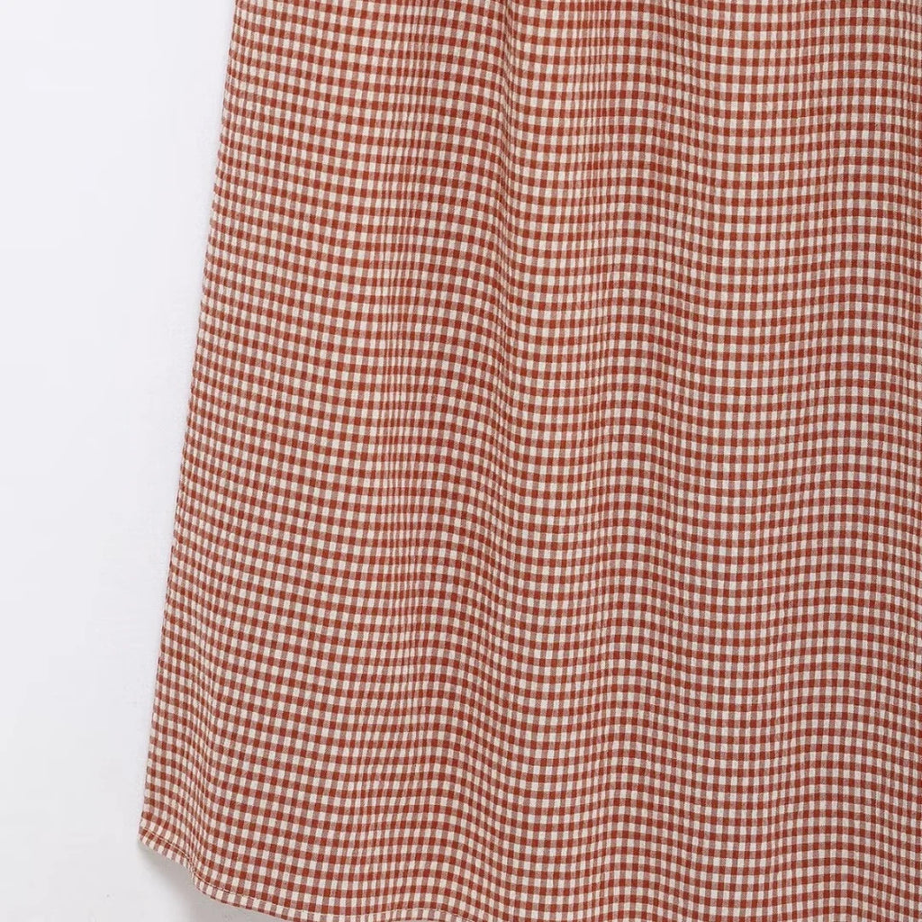 Dress for Women Fashion Summer New Plaid Fold Sleeveless O-neck Midi Vest Dresses French Chic Female Evening Clothing