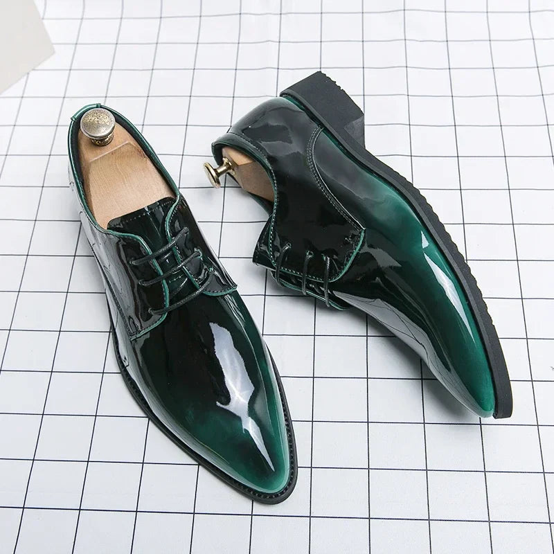Men's Patent Leather Oxford Shoes with Mirror Finish – Formal Dress Shoes EU 40–48
