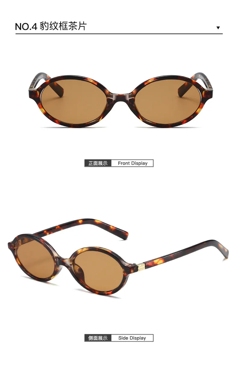 Fashion Oval Simple Literary Sunglasses Women Retro Small Frame Commuting Sunglasses Luxury Brand Design Travel Sunglasses UV400