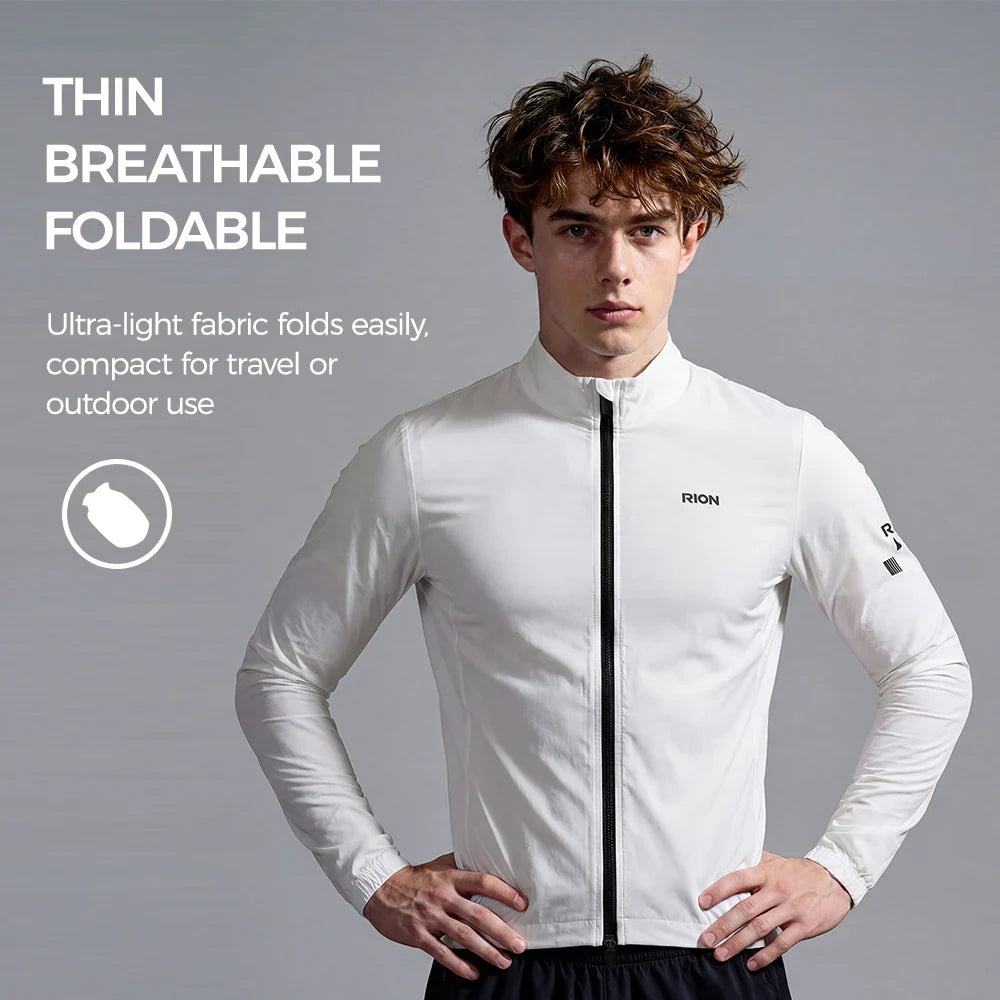 Men Long Sleeve Windbreaker Sports Trench Lightweight Windproof Hiking Fitness Bicycle Coat UPF 50+ Outdoor Outfit Packable