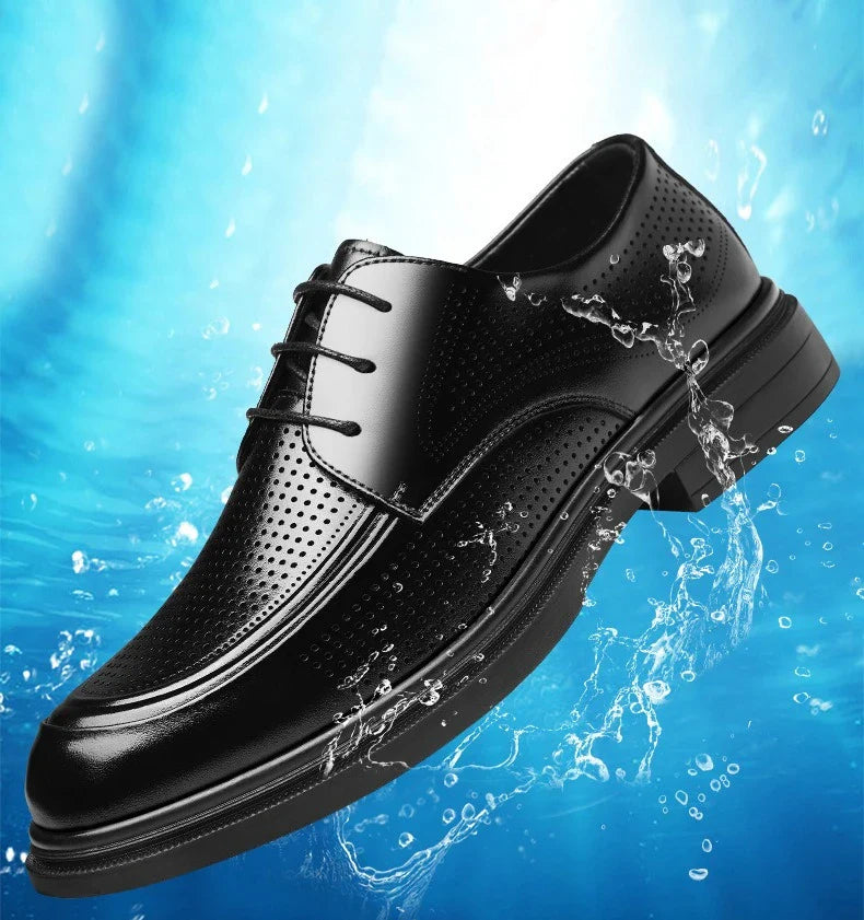 New Lace Designer Derby Shoes for Man Hallow Breathable Business Casual Leather Shoes Male Summer Autumn Fashion Dress Shoe Man