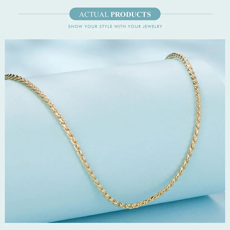 Silver Gold Plated Stackable Basic Cuban Chain Copper Flat Snake Link Chain with Clasp Adjustable for Men Women DIY Beads