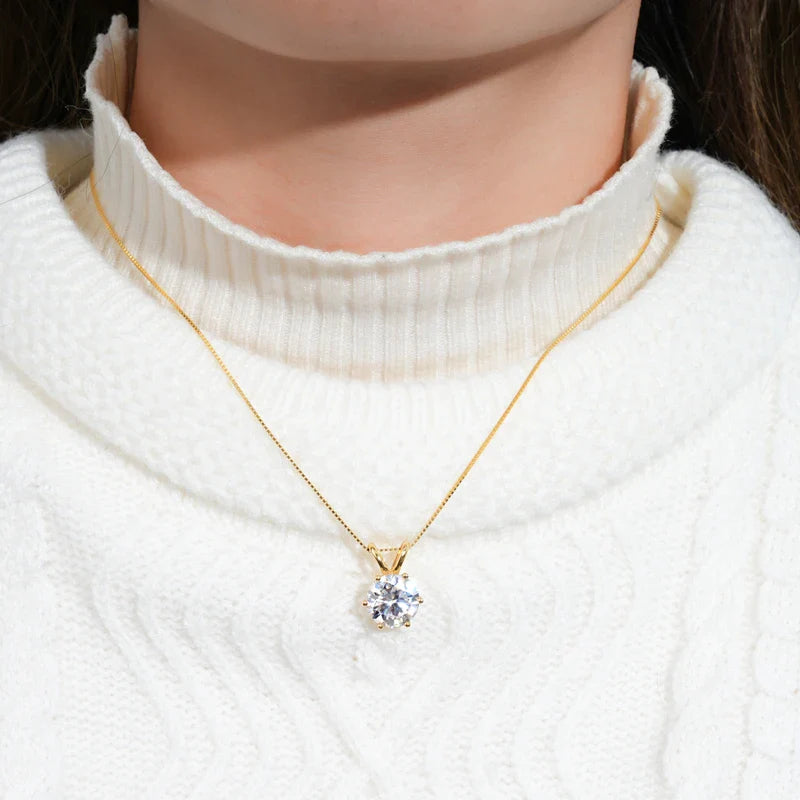 Certified Multi-size Round Moissanite Solitaire Pendant Necklaces 925 Sterling Silver Necklace For Women Jewellry Gifts
