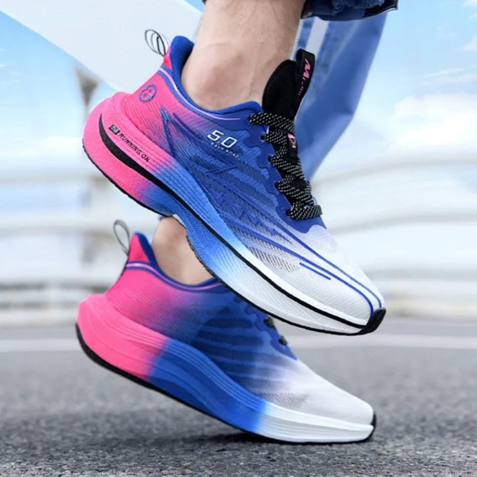 Men's Carbon Plate Running Shoes Soft Cushion Shock Absorbing Sports Shoes Unisex Sneakers Light Anti-Slip Training Shoes