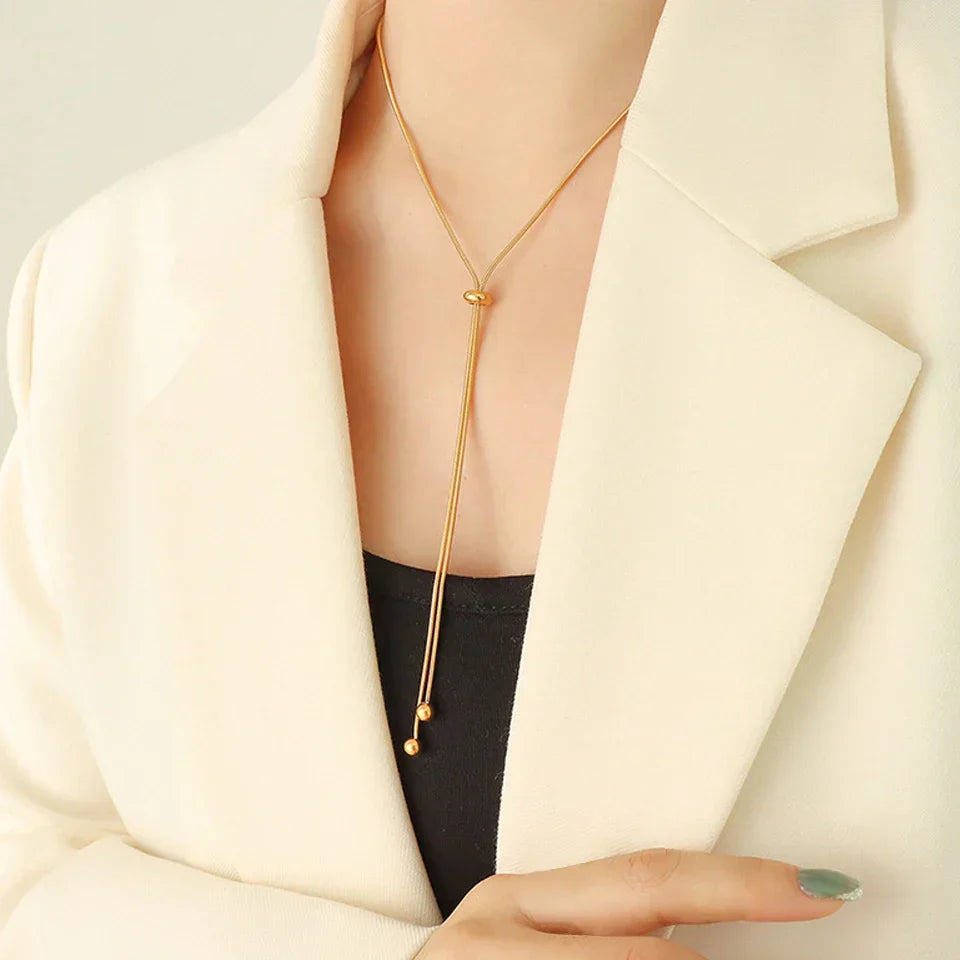 eManco Personalized Snake Chain Adjustable Y Necklace Clavicle Pendant Stainless Steel Necklace Women's Holiday Gift
