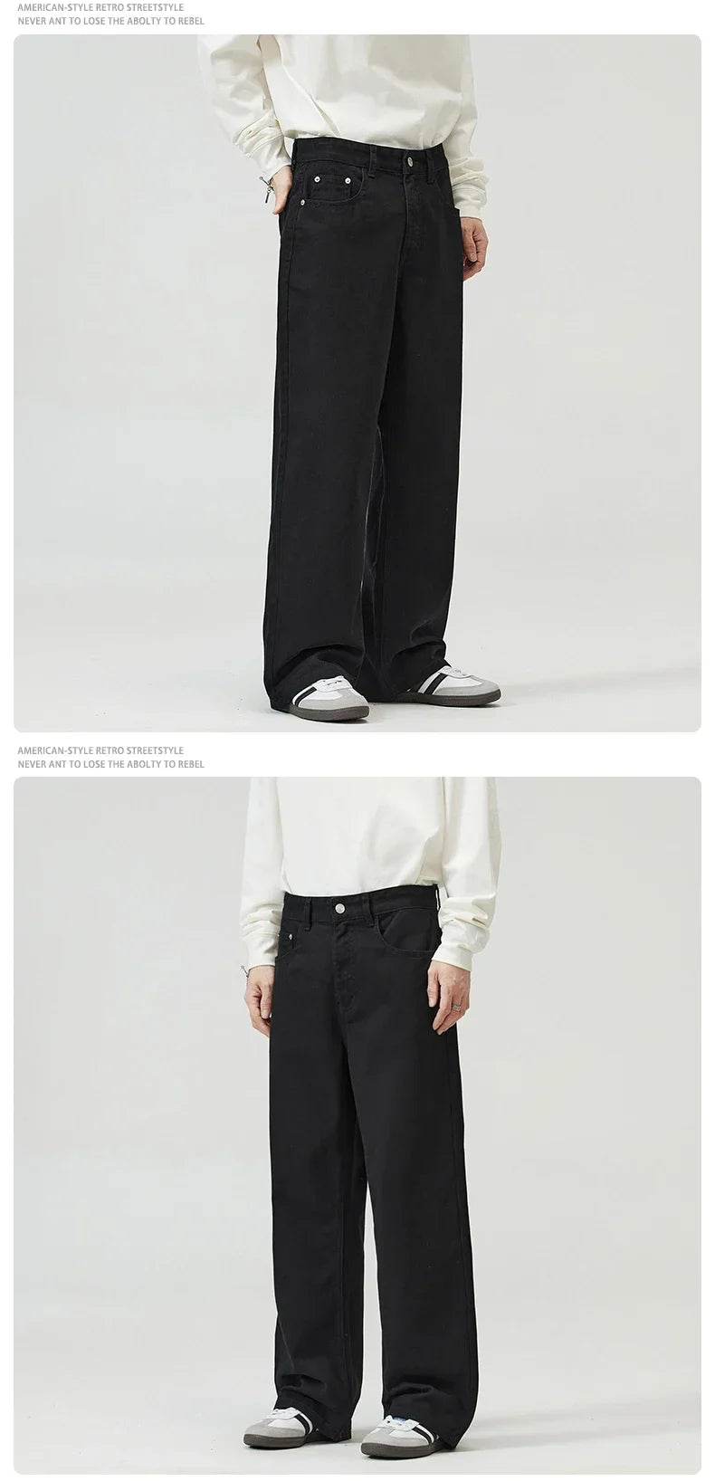 100％ Cotton Men's Baggy Straight Jeans Comfortable Soft Casual Pants Fashion Korean White Brown Denim Trousers Male Clothing