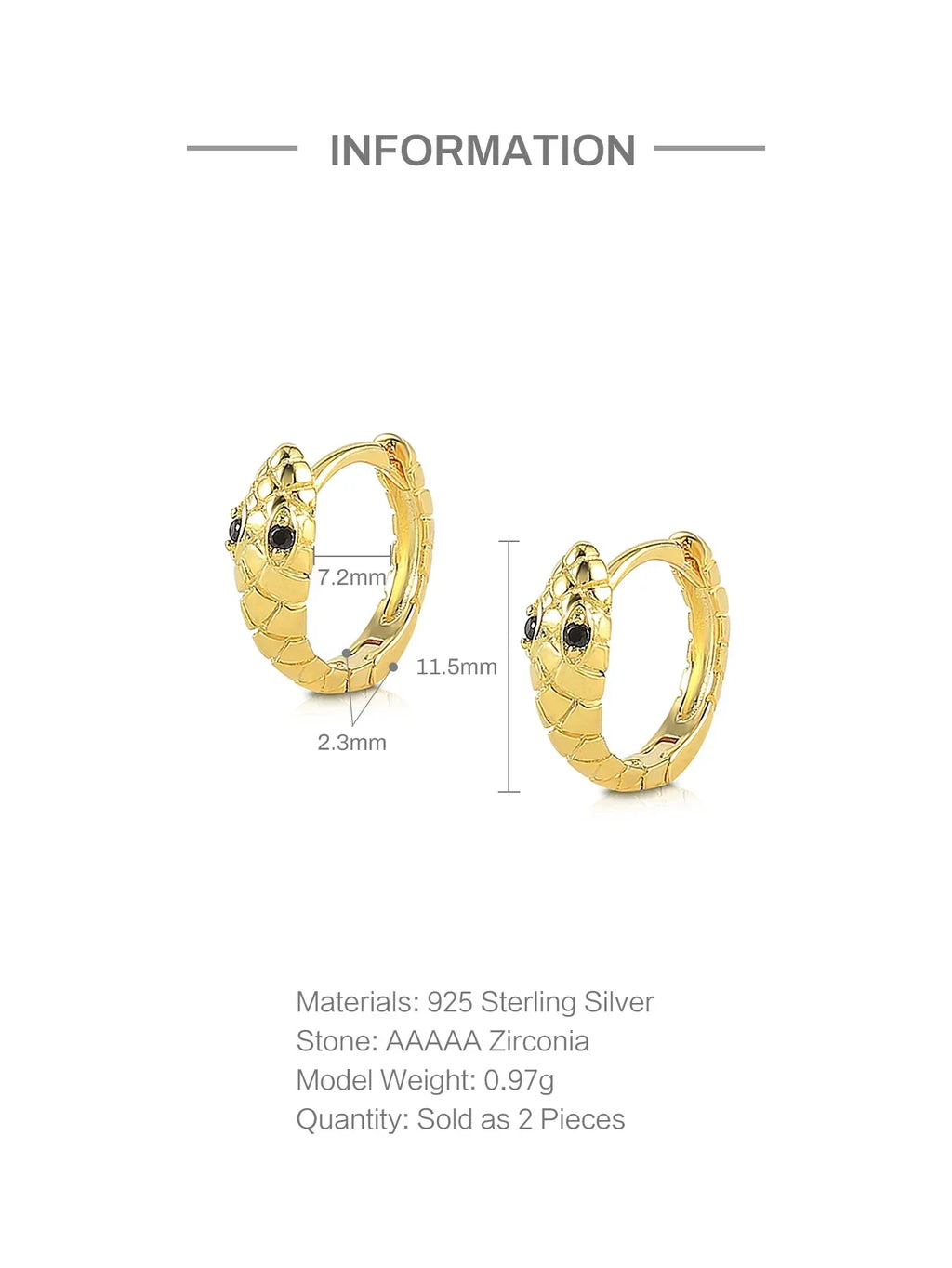 925 Sterling Silver Ear Buckle Snake Twisted Round Circle Microinlaid Zirconia Hoop Earrings For Women Pendientes Aro Rojos