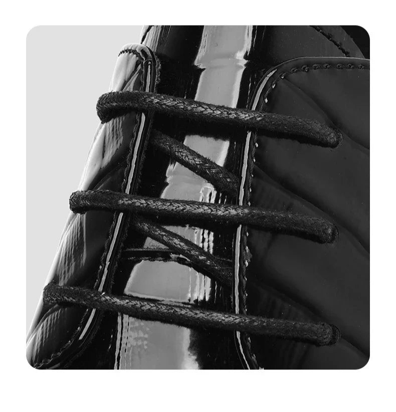 New Designer Autumn Collection British-style Men's Dress Shoes Fashion Patent Leather Commuter Shoes Male Black Casual Shoe Man