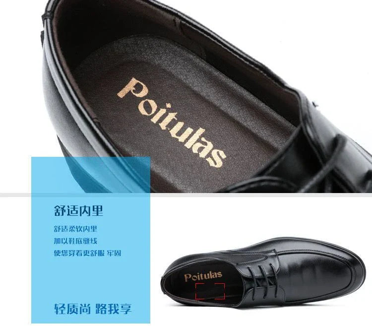 Office Men's Leather Derby Shoes Flat Black Male Casual Shoe Lace Up New in Promotion Adults Fashion 2025 Classic Original Trend